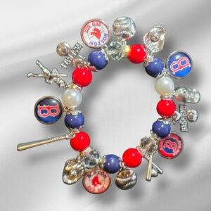 Boston Red Sox Charm Stretch Bracelet - Red, Blue, Silver
